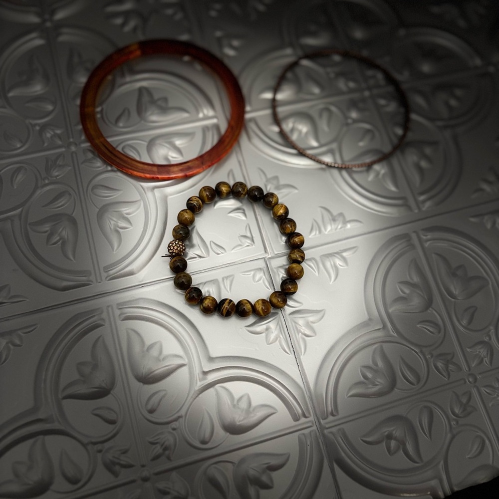Stackable Bracelet Set Tiger’s Eye Beaded & Torto… - image 2